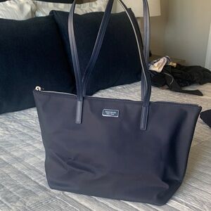kate spade navy tote with leather straps
